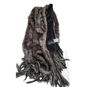 Dennis Basso 29" x 70" Faux Fur Throw Fringed Animal Print NWT #1